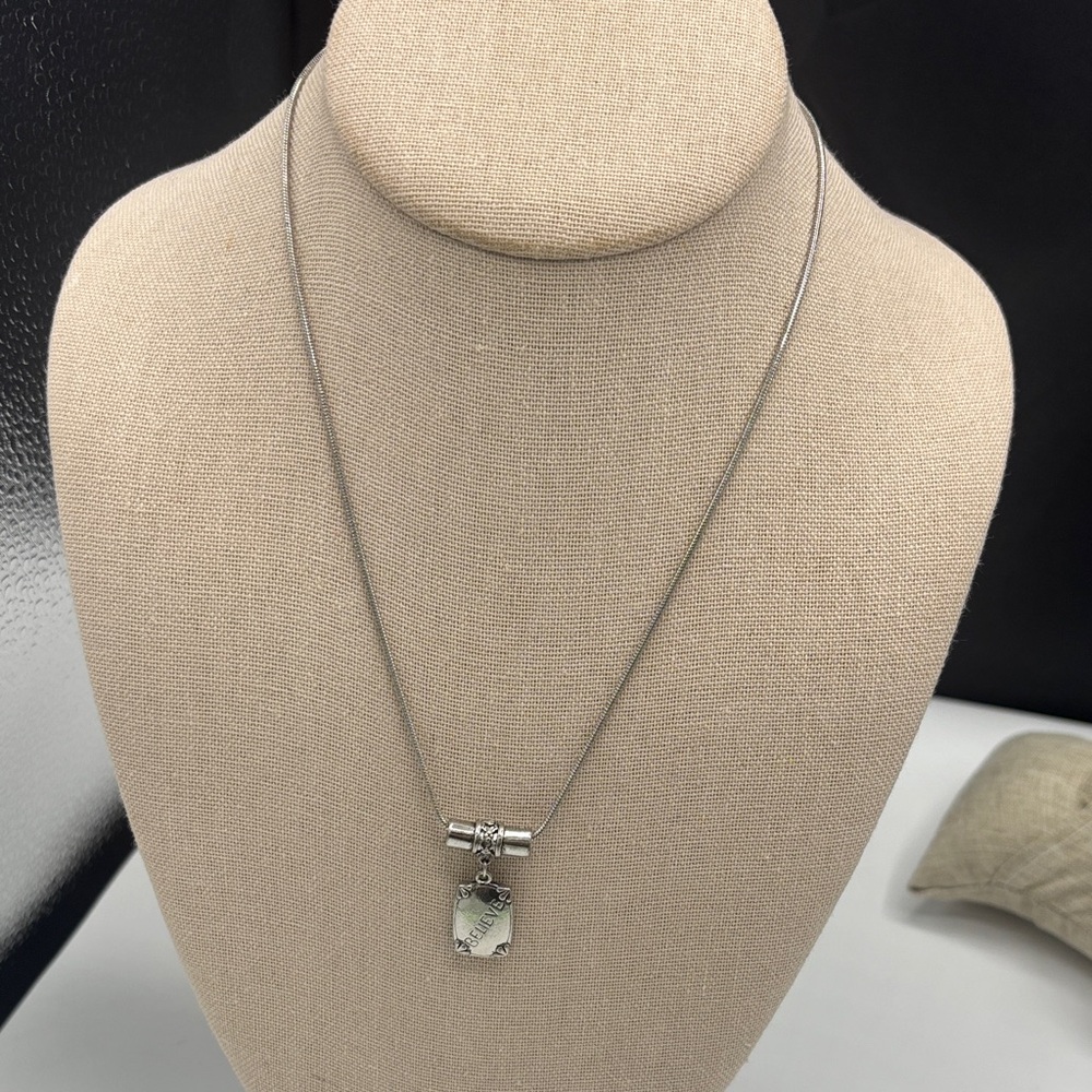 Sterling Silver Tag Pendant Necklace - Classic Silver Drop